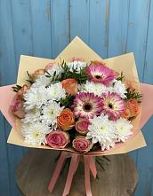 Букет цветов из:  Розы, Герберы и Хризантемы в Шацке
