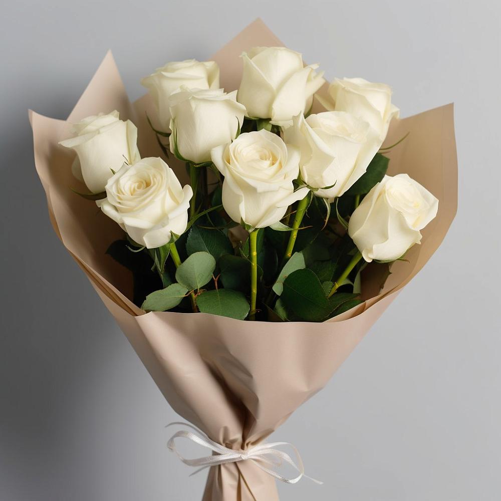 Букет 9 Белых роз Эдлесс Лав в Шацке