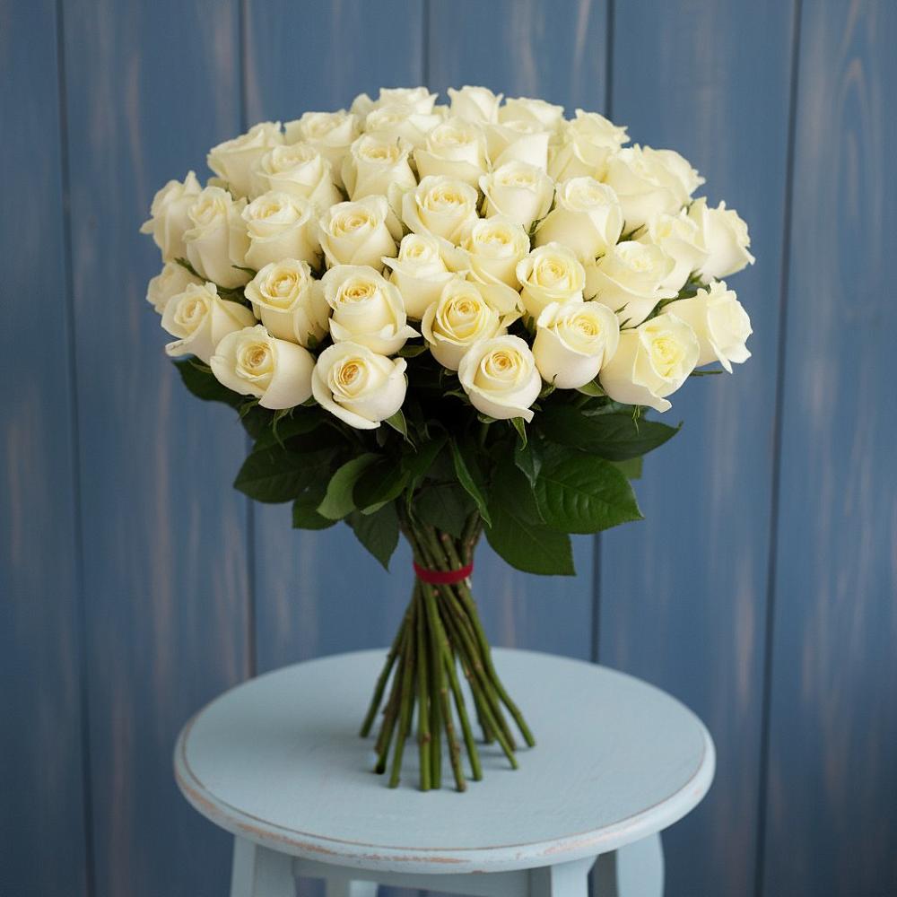 Букет 51 Белая роза Эдлесс Лав в Шацке