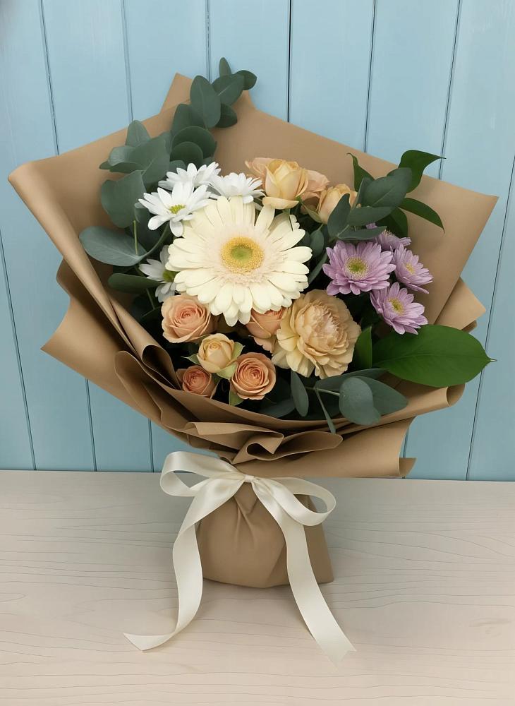 Букет цветов из: Герберы и Хризантемы в Шацке
