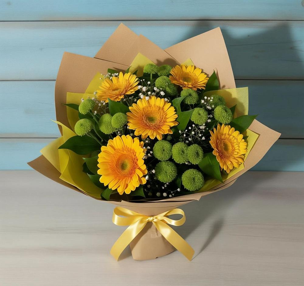 Букет цветов из: Герберы и Хризантемы в Шацке