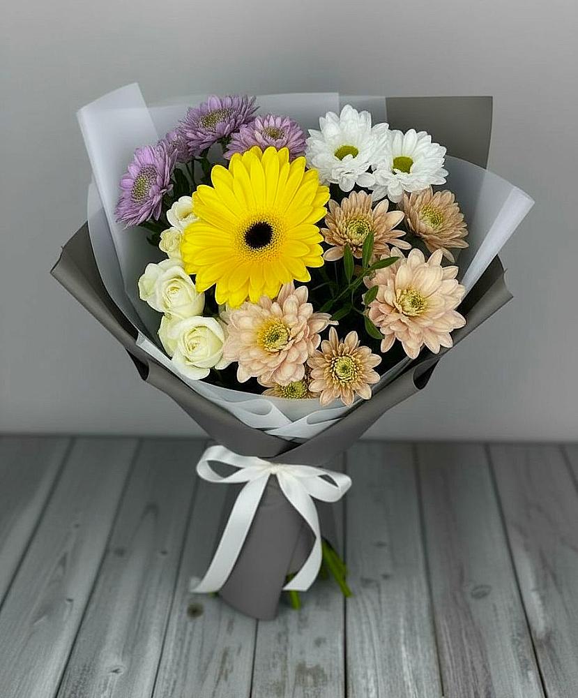 Букет цветов из: Розы, Герберы и Хризантемы в Шацке