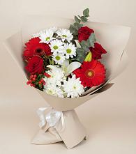 Букет цветов из:  Розы, Хризантемы, Герберы и Лилии в Шацке
