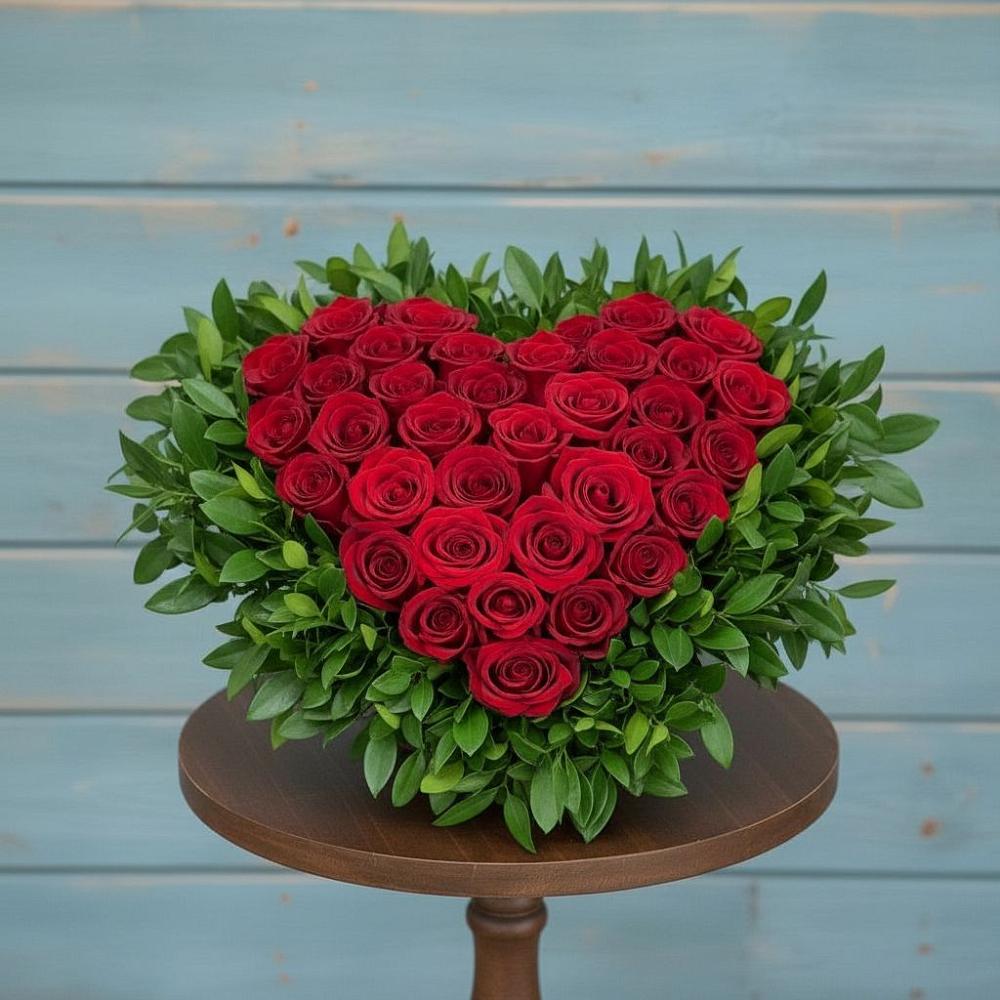 Цветочная композиция из Розы в виде сердца в Шацке